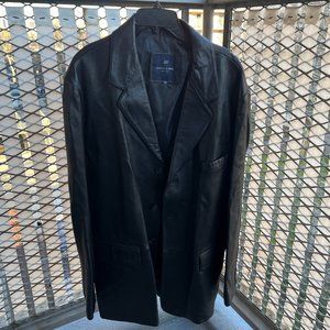 Morton & Rossi Three Button Pocket Coat Black Leather Jacket XXL